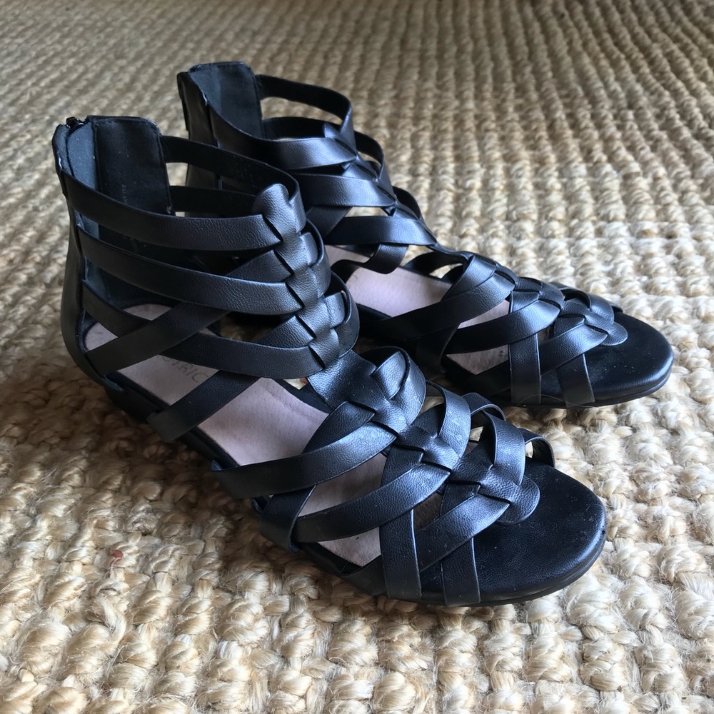 Anthropologie black strappy sandals